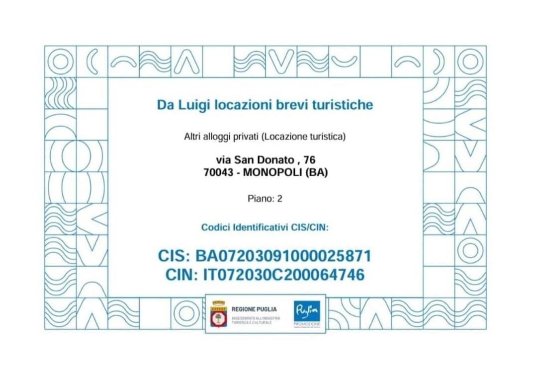 Da Luigi Locazioni Brevi Turistiche Bed and Breakfast Monopoli Eksteriør billede